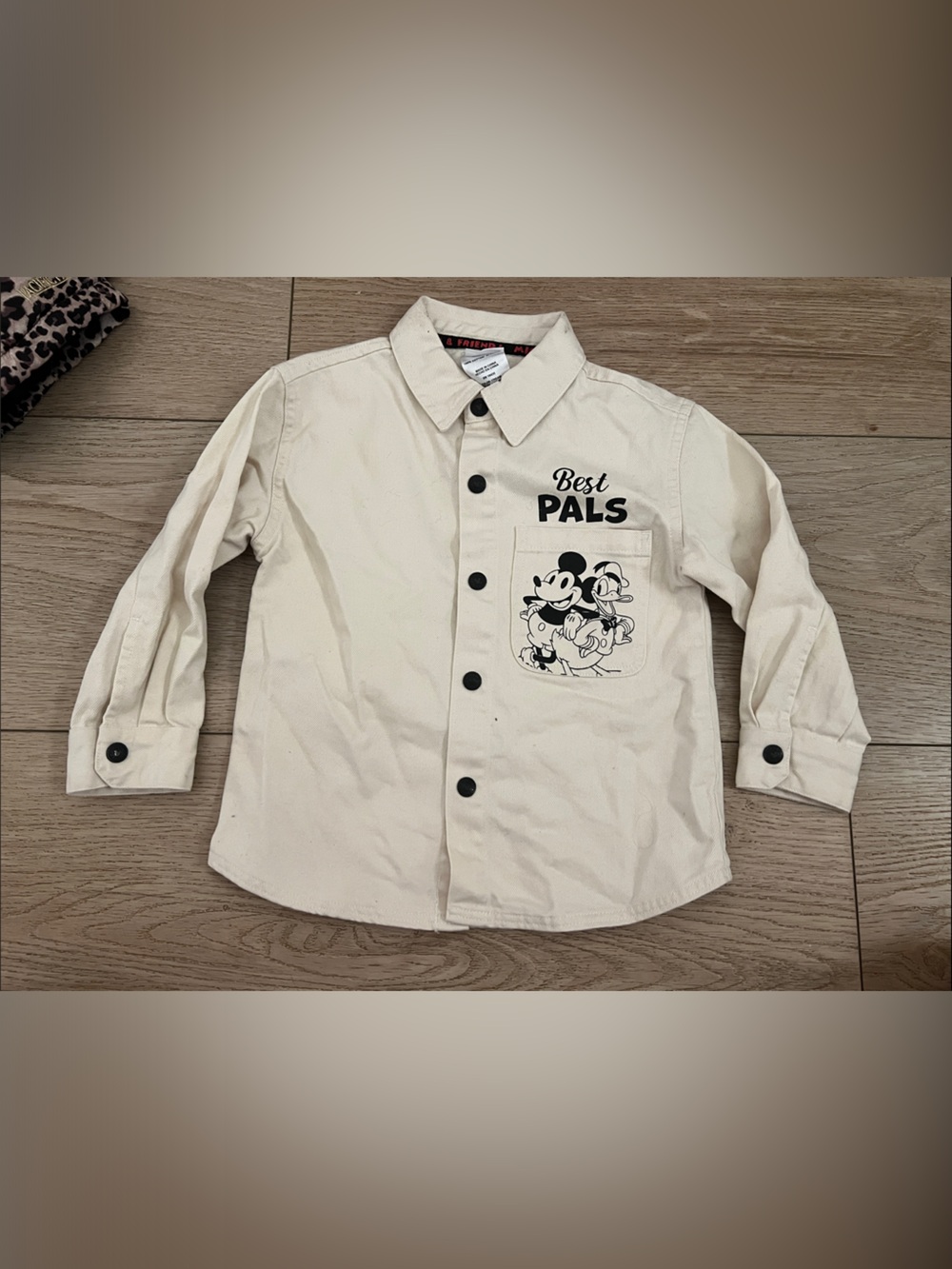 Disney Cream 'Best Pals' Button-Up Jean Jacket for Kids